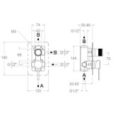Monomando ducha empotrado 3-vías MAMMA MIA oro cepillado - 841513SOC 2