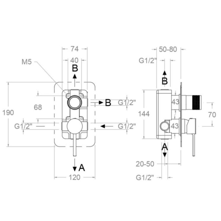 Monomando ducha empotrado 3-vías MAMMA MIA oro cepillado - 841513SOC 2