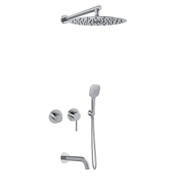 Kit monomando baño-ducha empotrado 3-vías horizontal MAMMA MIA inox brillante - K841513H3IX 1