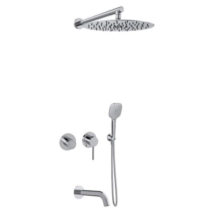 Kit monomando baño-ducha empotrado 3-vías horizontal MAMMA MIA inox brillante - K841513H3IX 1