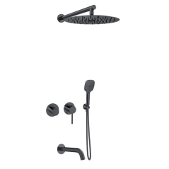Monomando baño-ducha empotrado 3-vías horizontal MAMMA MIA negro mate - K841513H3NM - Ramón Soler