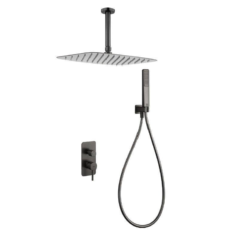 Kit monomando ducha empotrado 2-vías AREZZO-TOSCANA black gun metal - GPA068/BGM
