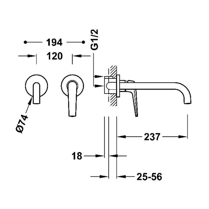 Monomando lavabo empotrado FUJI-TRES negro bronce - 2813002*KMB 4