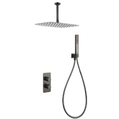 Kit termostático ducha empotrado 2-vías AREZZO-TOSCANA black gun metal - GTA068/BGM - Imex