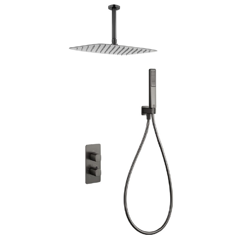 Kit termostático ducha empotrado 2-vías AREZZO-TOSCANA black gun metal - GTA068/BGM