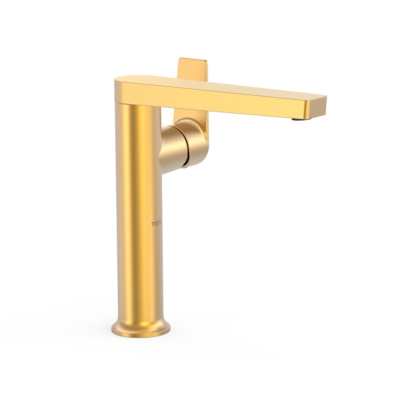 Monomando lavabo alto maneta lateral PROJECT-TRES oro mate - 22164701OM