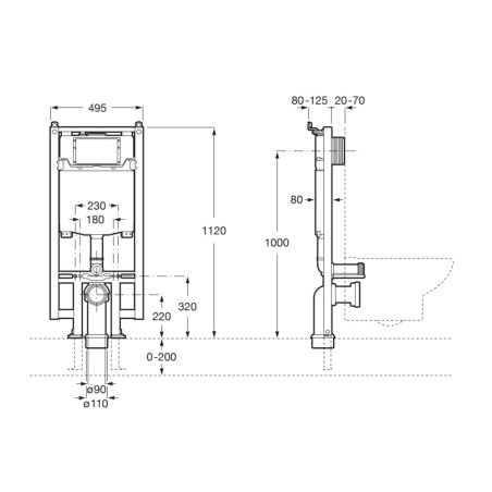 Duplo Roca WC ONE COMPACT - A890073020