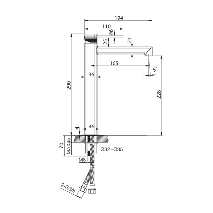 Monomando lavabo alto FIRENZE cromo - BDF065-3 2