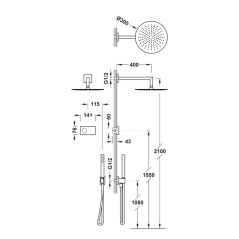 Kit termostático electrónico ducha empotrado 2-vías SHOWER TECHNOLOGY-TRES negro bronce - 09288558KMB