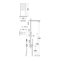 Kit termostático electrónico ducha empotrado 2-vías SHOWER TECHNOLOGY-TRES negro bronce - 09288551KMB