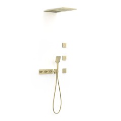 Kit termostático ducha empotrado 4-vías B-SYSTEM cava dorado - 30725405CA - Tres