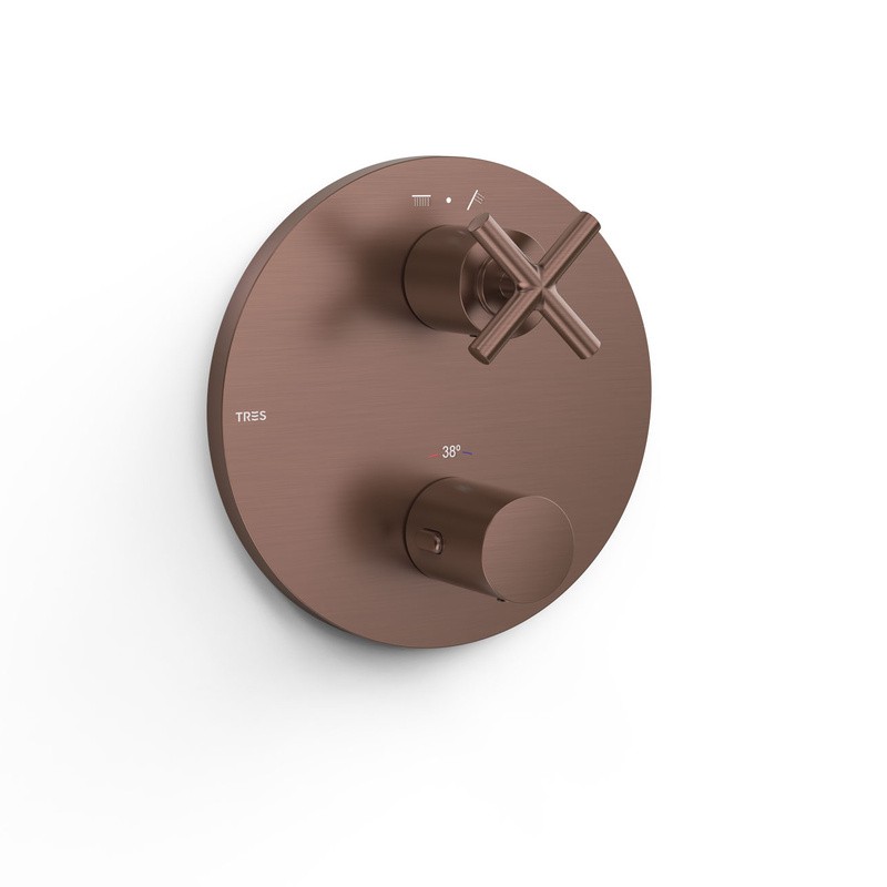 Termostático ducha empotrado 2-Vías MONTBLANC-TRES THERM-BOX volcanic - 28325001VO
