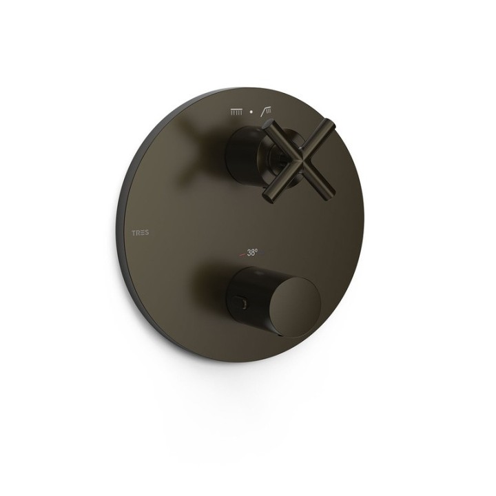 Termostático ducha empotrado 2-Vías MONTBLANC-TRES THERM-BOX negro bronce - 28325001KMB 1