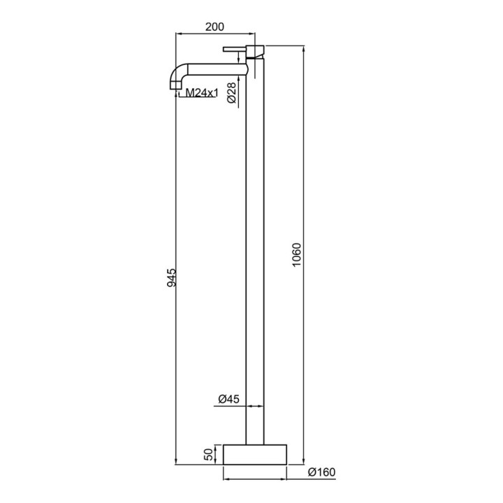 Monomando lavabo a suelo TUBE cobre cepillado - 40105/RG 2