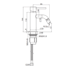Monomando bidé TUBE negro mate - 40227/N