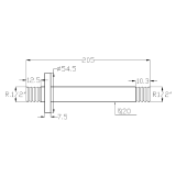 Brazo techo TUBE redondo 20 cm negro cromo - 4096/BC 2
