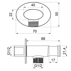 Soporte ducha con toma TUBE cromo - 4047