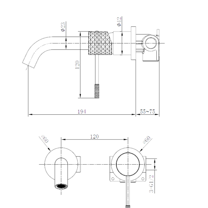 Monomando lavabo empotrado GENOVA niquel cepillado - GLG053/NQ 2