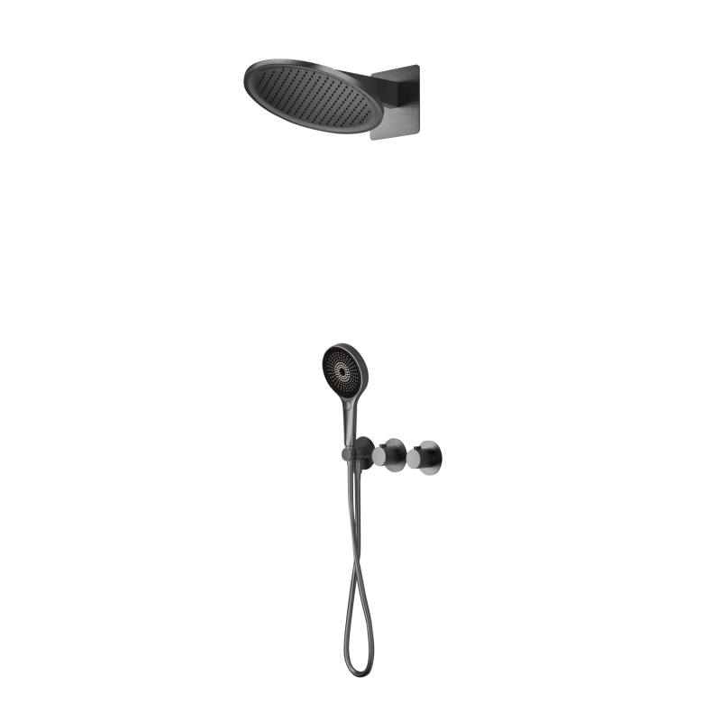 Kit termostático ducha empotrado 2-vías BOLONIA black gun metal - GTB066/BGM