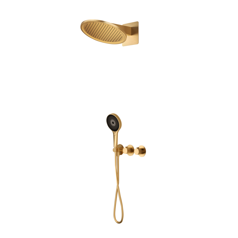 Kit termostático ducha empotrado 2-vías BOLONIA oro cepillado - GTB066/OC