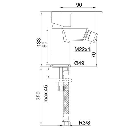 Monomando bidé TUBE cromo - 10227