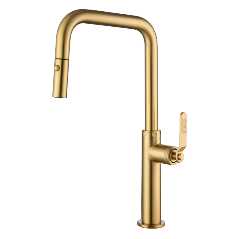 Monomando fregadero caño extraible NIZA oro cepillado - GCE027/OC