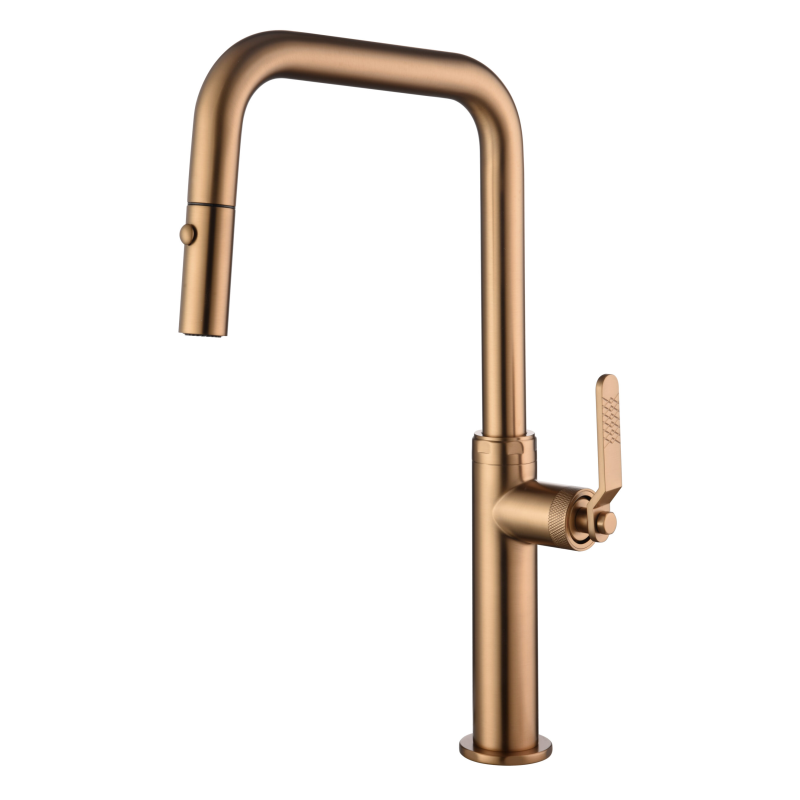 Monomando fregadero caño extraible NIZA oro rosa cepillado - GCE027/ORC