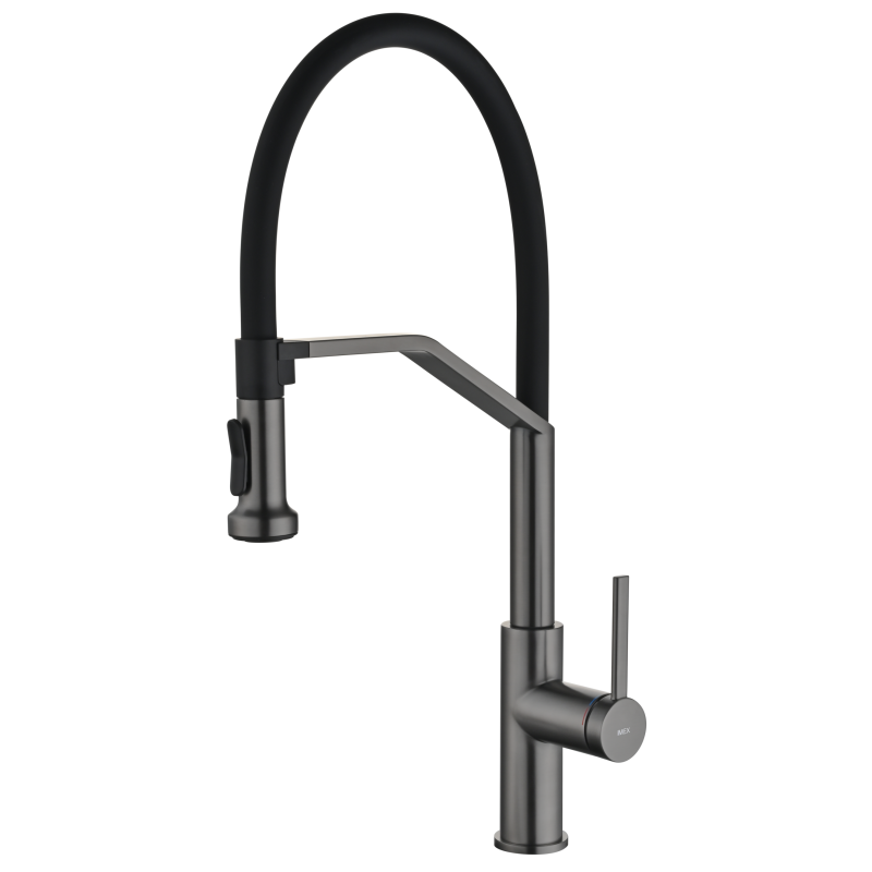 Monomando fregadero caño flexible VÉNETO black gun metal - GCE029/BGM
