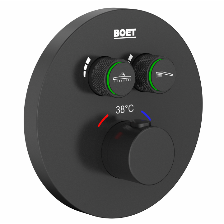 Termostático ducha empotrado 2-vías TUBE negro mate - 52148/N 1