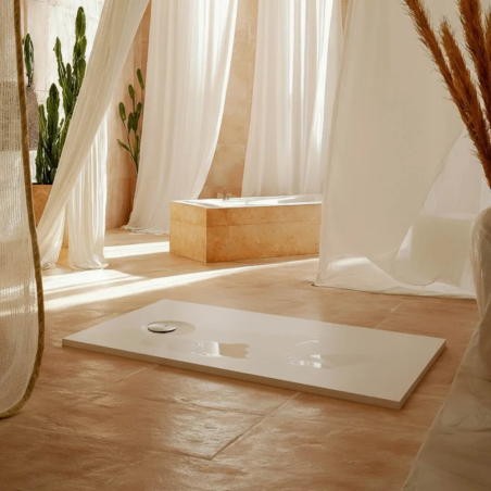 Plato ducha Acquabella resina LIVO SLATE rejilla inox - Acquabella