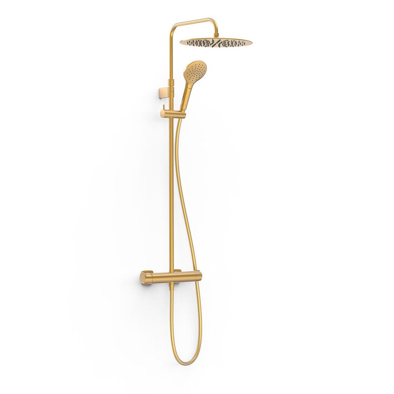 Conjunto monomando ducha LOFT-TRES MURAL oro mate - 22219101OM