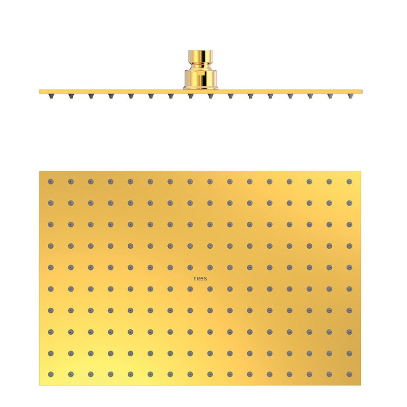 Rociador ducha TRES 300x200mm oro brillo - 134315007OR