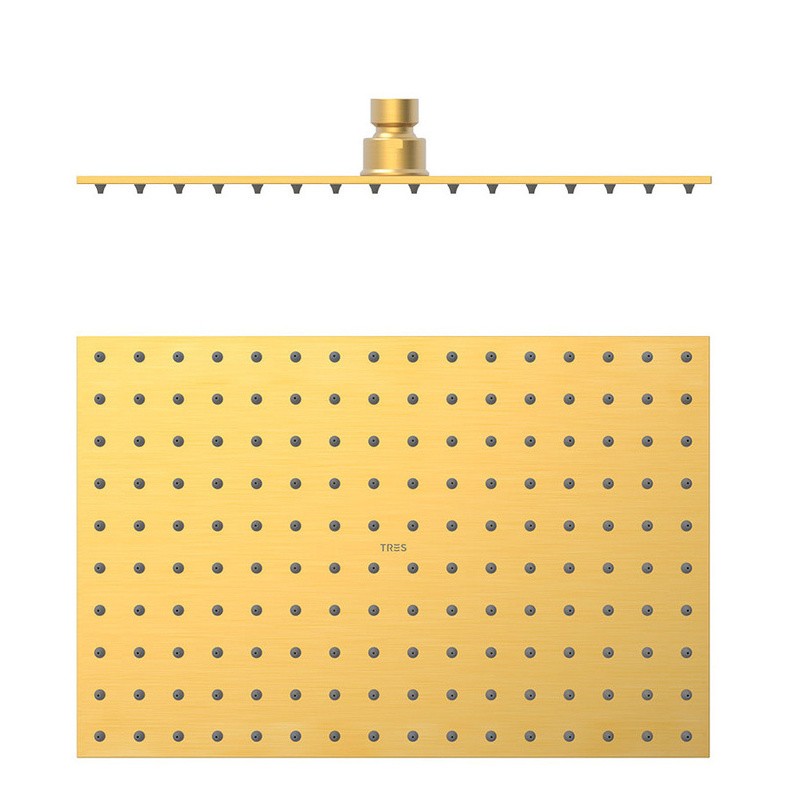 Rociador ducha TRES 300x200mm oro mate - 134315007OM