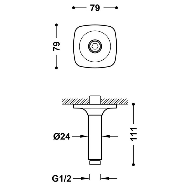 Brazo techo 100 mm TRES cromo - 13452122 2