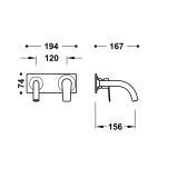Monomando lavabo empotrado PROJECT-TRES volcanic - 2213000*VO 2