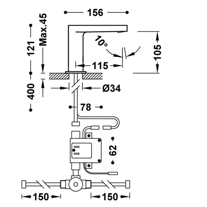 Grifo lavabo electrónico TRES premezclador cromo - 20560320 2