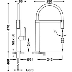 Monomando fregadero TRES FLEXIBLE cava dorado - 23048701VO