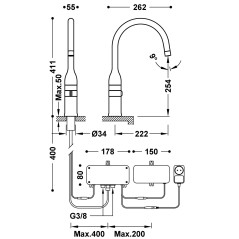 Grifo fregadero electrónico TRES nego mate - 23044501AC