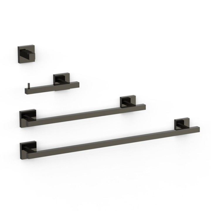 Conjunto accesorios de baño CUADRADO TRES negro metalizado - 09598101KM 1