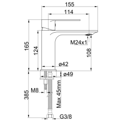 Monomando lavabo XL INOA negro mate - 39109/N