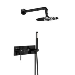 Kit monomando ducha empotrado 2-vías TUBE black chrome - Pack 148 Wall/BC - Feliu Boet