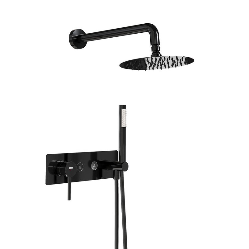 Kit monomando ducha empotrado 2-vías TUBE black chrome - Pack 148 Wall/BC