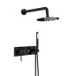 Kit monomando ducha empotrado 2-vías TUBE black chrome - Pack 148 Wall/BC