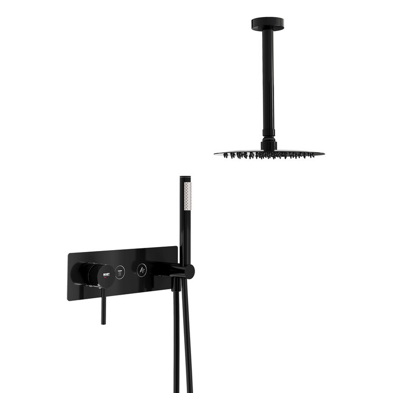 Kit monomando ducha empotrado 2-vías TUBE black chrome - Pack 148 Top/BC