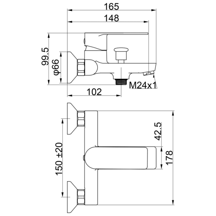 Monomando baño-ducha INOA negro mate - 39555/N 2