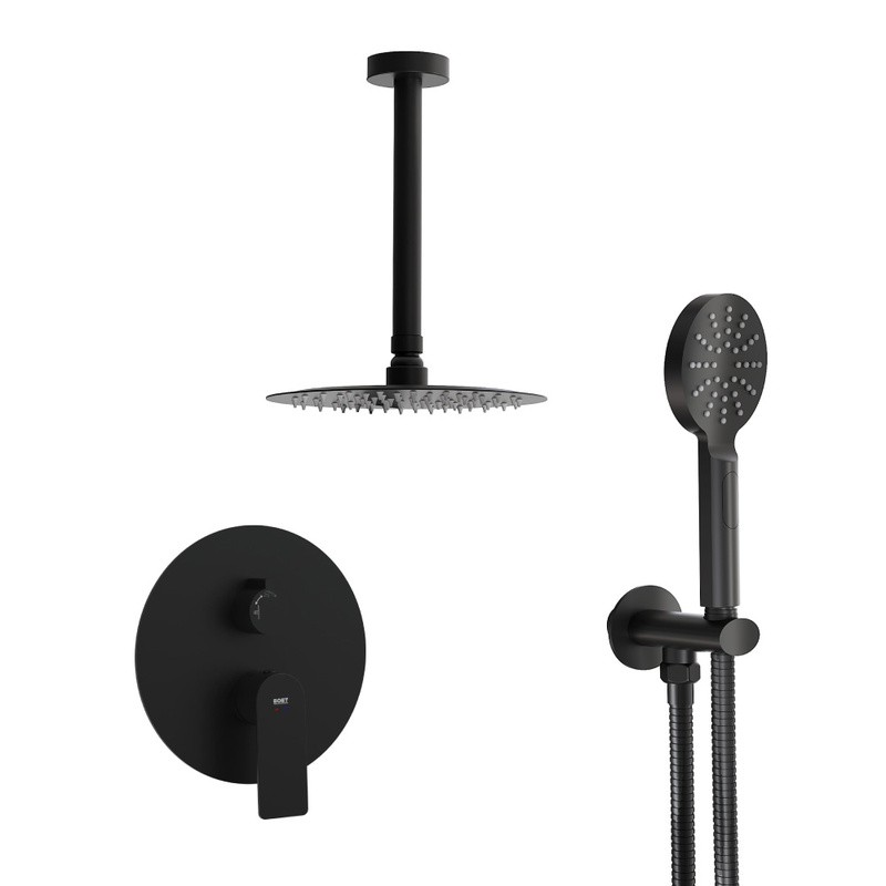 Kit monomando ducha empotrado 2-vías INOA negro mate - Pack 39 Top/N