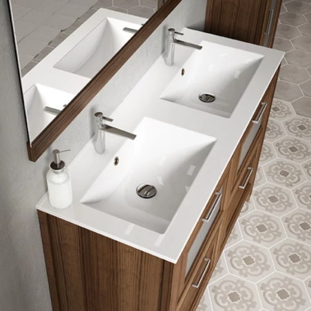 Lavabo cerámico integrado FLAT blanco fondo reducido - Visobath