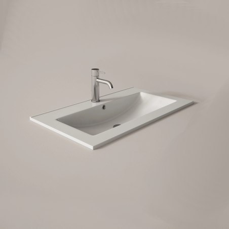 Lavabo cerámico integrado FLAT blanco fondo reducido - Visobath