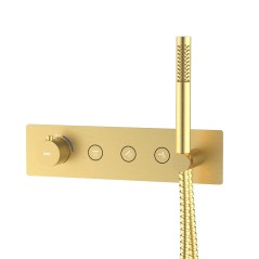 Kit termostático ducha empotrado 3-vias TUBE oro cepillado - 82149/G - Feliu Boet