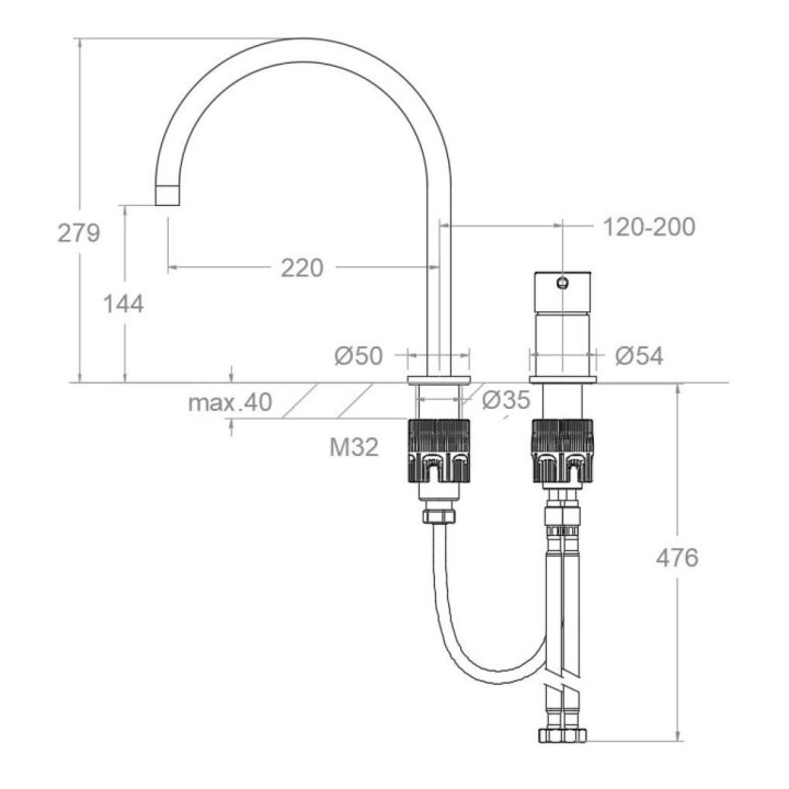 Monomando lavabo repisa ODISEA grafito - 394702GR 2